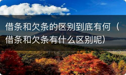 借条和欠条的区别到底有何（借条和欠条有什么区别呢）