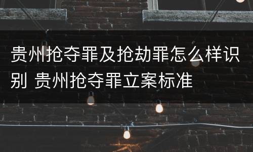 贵州抢夺罪及抢劫罪怎么样识别 贵州抢夺罪立案标准