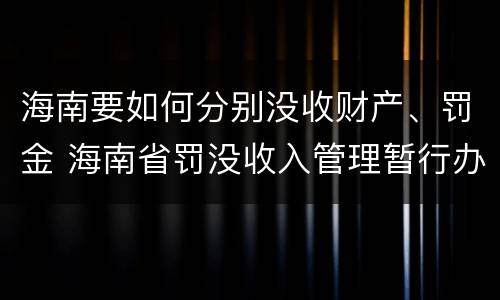海南要如何分别没收财产、罚金 海南省罚没收入管理暂行办法