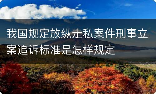 我国规定放纵走私案件刑事立案追诉标准是怎样规定