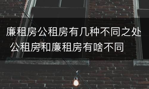 廉租房公租房有几种不同之处 公租房和廉租房有啥不同