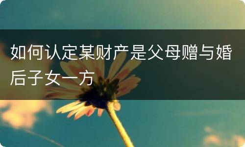 如何认定某财产是父母赠与婚后子女一方