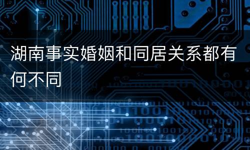 湖南事实婚姻和同居关系都有何不同