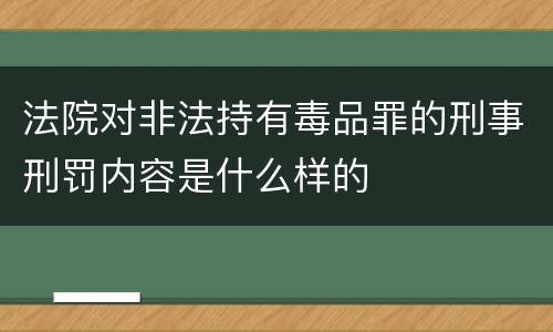 法院对非法持有毒品罪的刑事刑罚内容是什么样的