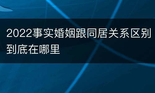 2022事实婚姻跟同居关系区别到底在哪里