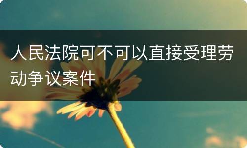 人民法院可不可以直接受理劳动争议案件