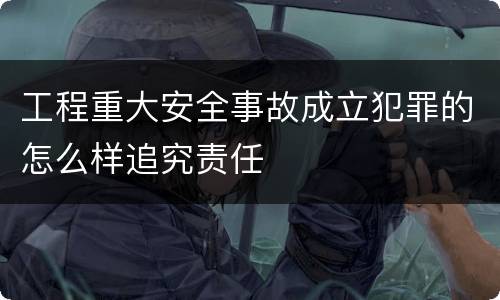 工程重大安全事故成立犯罪的怎么样追究责任