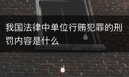 我国法律中单位行贿犯罪的刑罚内容是什么