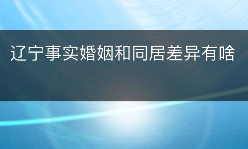 辽宁事实婚姻和同居差异有啥