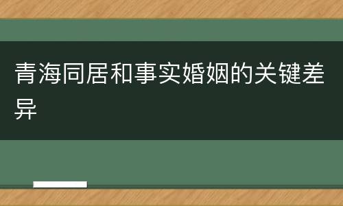 青海同居和事实婚姻的关键差异