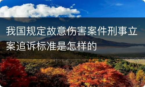 我国规定故意伤害案件刑事立案追诉标准是怎样的