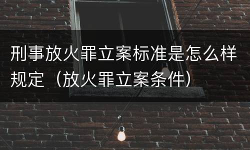 刑事放火罪立案标准是怎么样规定（放火罪立案条件）