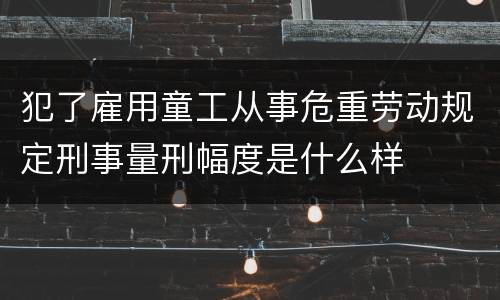 犯了雇用童工从事危重劳动规定刑事量刑幅度是什么样