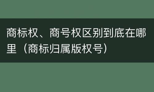 商标权、商号权区别到底在哪里（商标归属版权号）