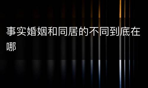 事实婚姻和同居的不同到底在哪
