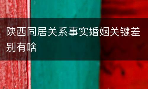 陕西同居关系事实婚姻关键差别有啥