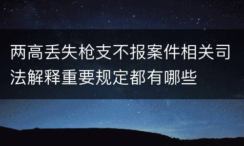 两高丢失枪支不报案件相关司法解释重要规定都有哪些