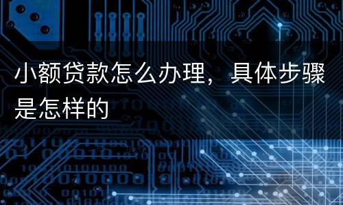 小额贷款怎么办理，具体步骤是怎样的
