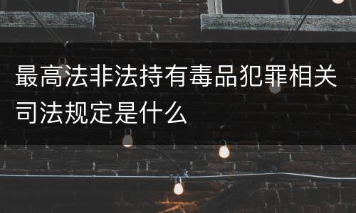 最高法非法持有毒品犯罪相关司法规定是什么