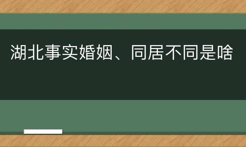 湖北事实婚姻、同居不同是啥