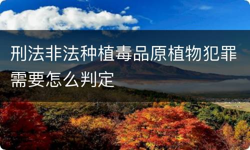 刑法非法种植毒品原植物犯罪需要怎么判定