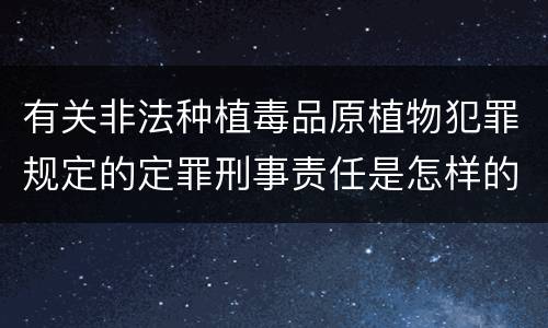 有关非法种植毒品原植物犯罪规定的定罪刑事责任是怎样的