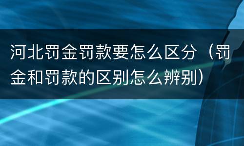 河北罚金罚款要怎么区分（罚金和罚款的区别怎么辨别）