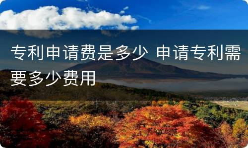 专利申请费是多少 申请专利需要多少费用