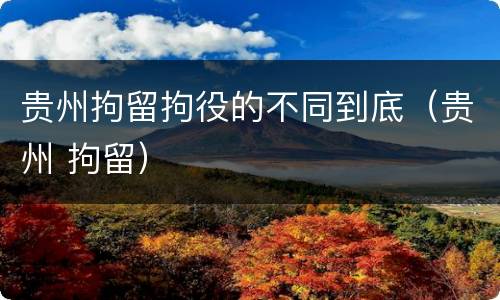 贵州拘留拘役的不同到底（贵州 拘留）