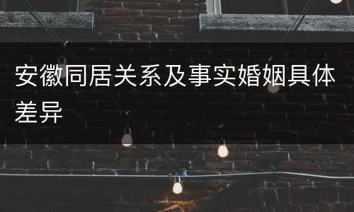 安徽同居关系及事实婚姻具体差异