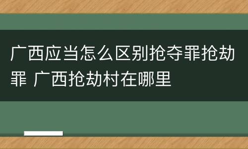 广西应当怎么区别抢夺罪抢劫罪 广西抢劫村在哪里