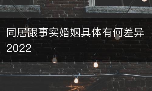 同居跟事实婚姻具体有何差异2022