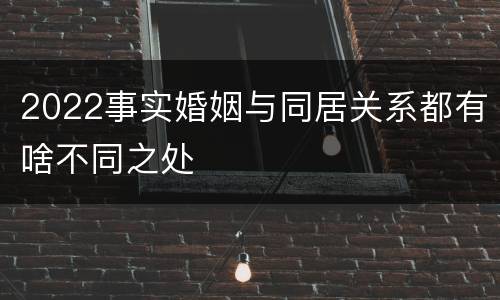 2022事实婚姻与同居关系都有啥不同之处