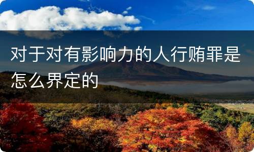 对于对有影响力的人行贿罪是怎么界定的