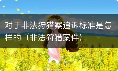 对于非法狩猎案追诉标准是怎样的（非法狩猎案件）