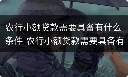 农行小额贷款需要具备有什么条件 农行小额贷款需要具备有什么条件才能贷