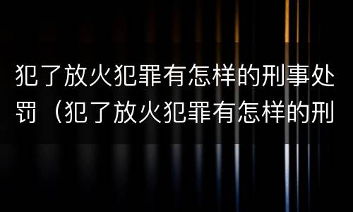 犯了放火犯罪有怎样的刑事处罚（犯了放火犯罪有怎样的刑事处罚权）