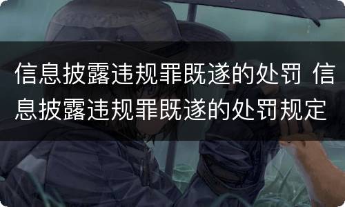 信息披露违规罪既遂的处罚 信息披露违规罪既遂的处罚规定