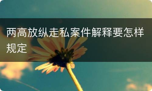 两高放纵走私案件解释要怎样规定