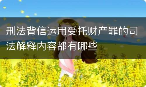 刑法背信运用受托财产罪的司法解释内容都有哪些