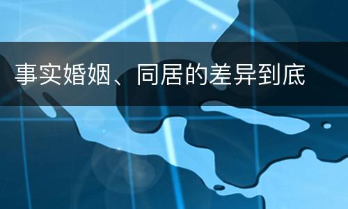事实婚姻、同居的差异到底