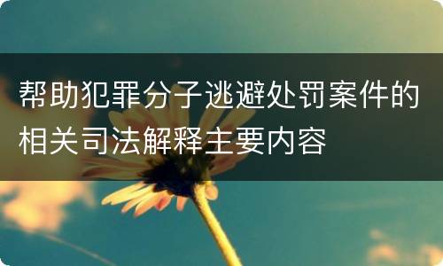 帮助犯罪分子逃避处罚案件的相关司法解释主要内容