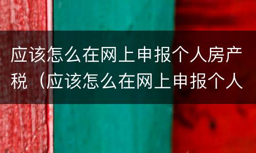 应该怎么在网上申报个人房产税（应该怎么在网上申报个人房产税和增值税）