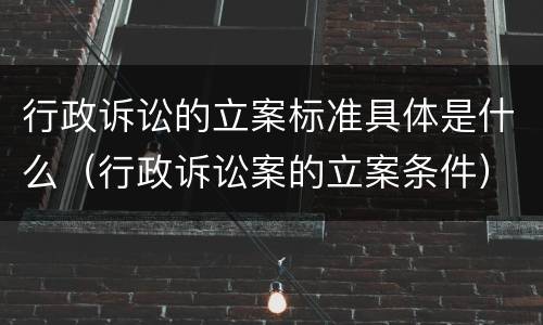 行政诉讼的立案标准具体是什么（行政诉讼案的立案条件）