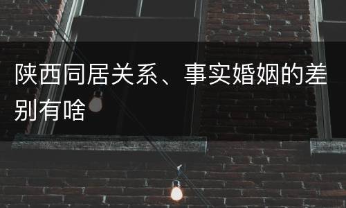 陕西同居关系、事实婚姻的差别有啥