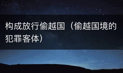 构成放行偷越国（偷越国境的犯罪客体）