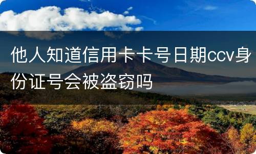 他人知道信用卡卡号日期ccv身份证号会被盗窃吗