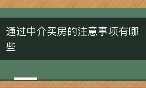 通过中介买房的注意事项有哪些