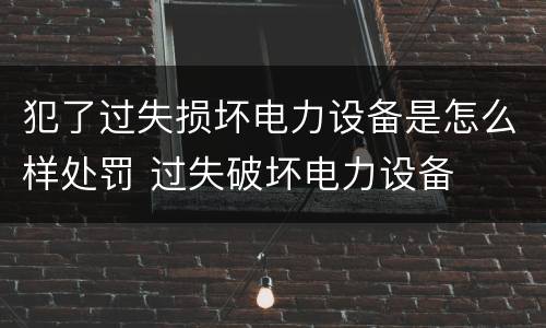 犯了过失损坏电力设备是怎么样处罚 过失破坏电力设备