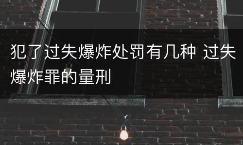 犯了过失爆炸处罚有几种 过失爆炸罪的量刑
